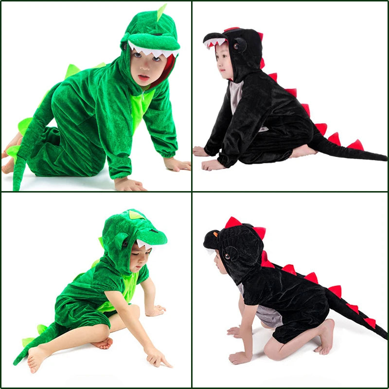 Cute Child Dinosaur Kugurumi Costume Cosplay Boys 2-4T 4-8Y Green Black Kindergarten School Party Game Role Play Suit Umorden