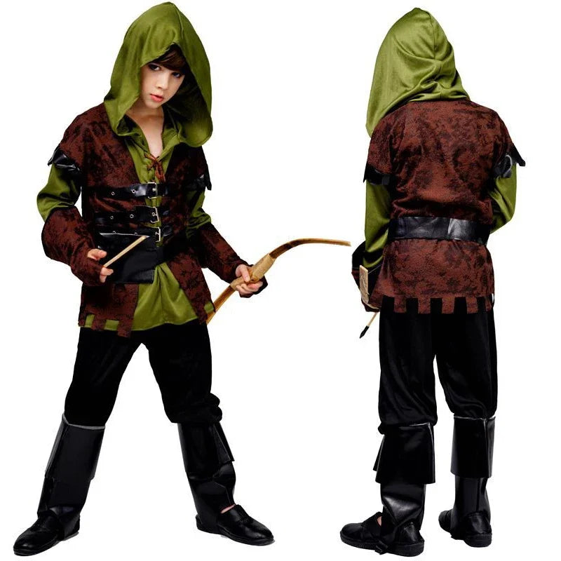 Kids Archer Costume – Forest Hunter Outfit for Halloween & Carnival, Heights 104–152 cm
