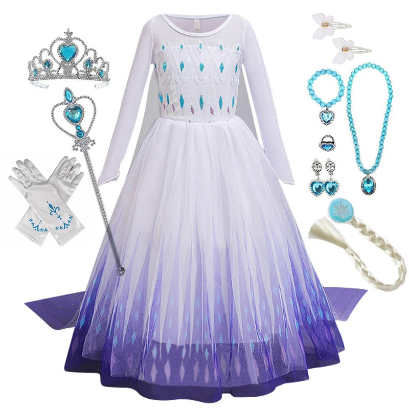 Anna Elsa Princess Girls Dress Up Winter Snow Queen Costume Carnival Party Halloween Kids Carnival Birthday Party Clothes