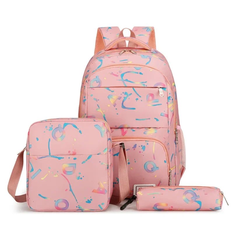Fashion Cloth Students School Bag Large Capacity Casual Childrens Backpack Multifunctional Multilayer Solid Color Kids Backpack