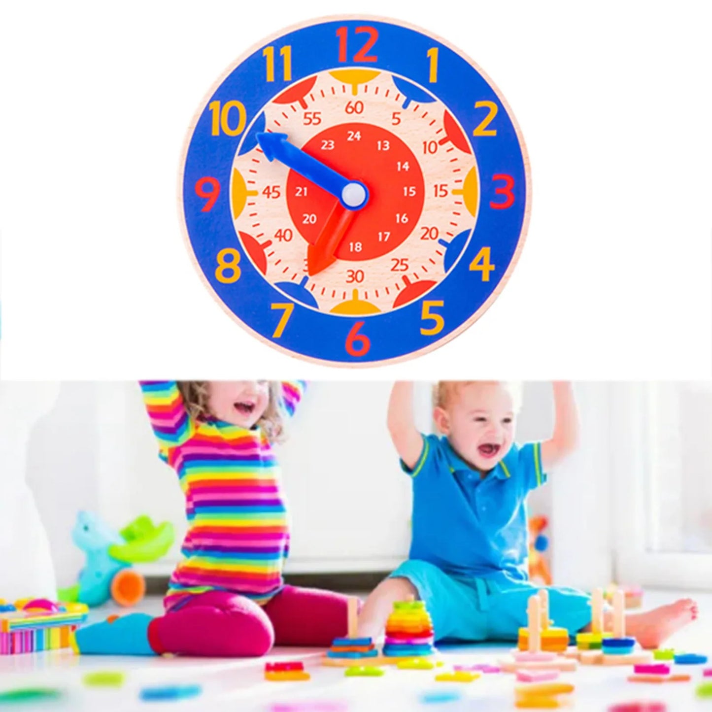 Cognitive Learning Clock  Wooden Cognitive Clock Improve Observation Teaching Clock Educational  for 4 to 6 Years Old Kids