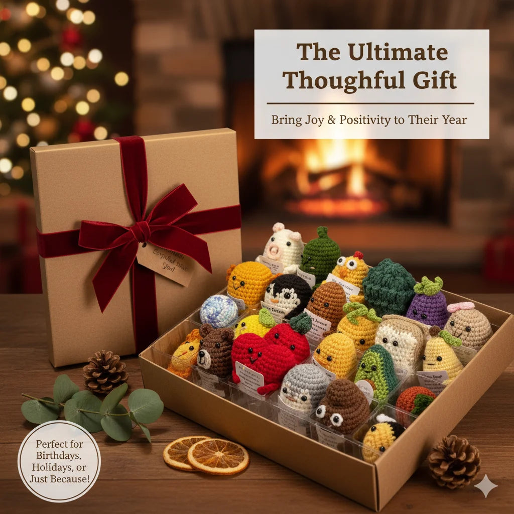 Emotional Support Advent Calendar 2025 Crochet Knitted Dolls With Notes Handmade Plush Set 24 Day Countdown Christmas Gift