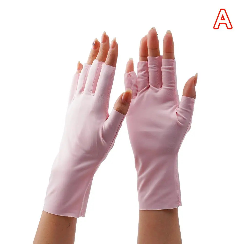 Women's Summer Ice Silk UV Protection Sunscreen Gloves Half Finger Thin Breathable Cooling Driving Gloves