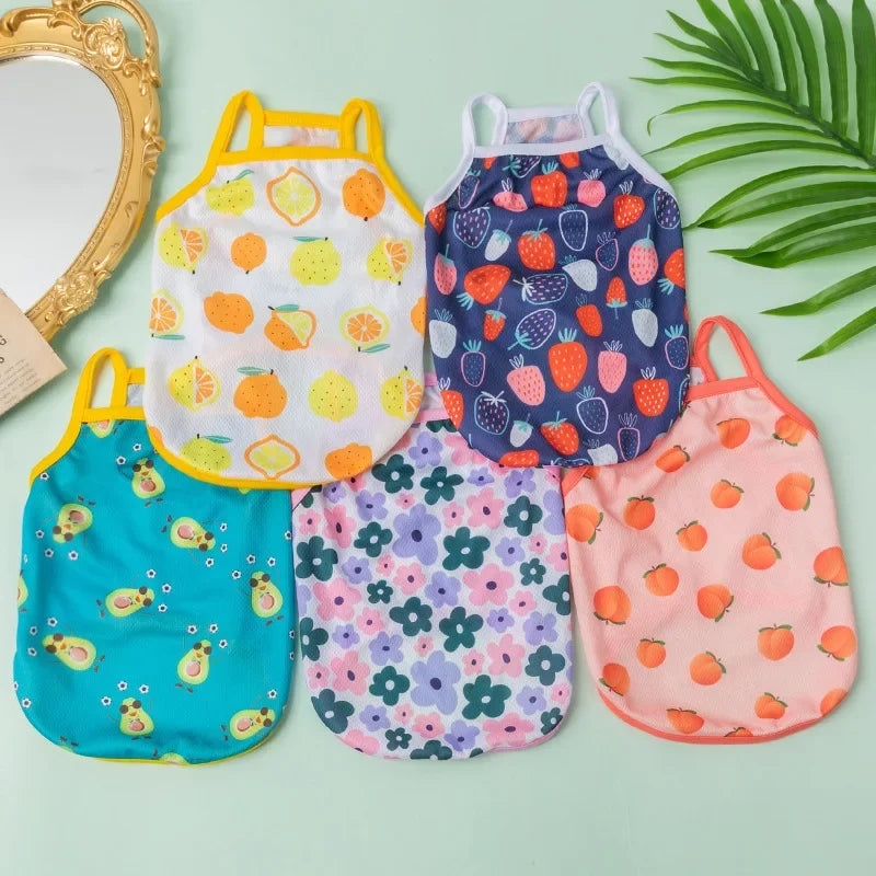 Dogs Cute Fruit Print Summer Puppy Cat T-shirt Ultra Thin Dog Cooling Vest Breathable Clothes Pet Clothes For Small 강아지