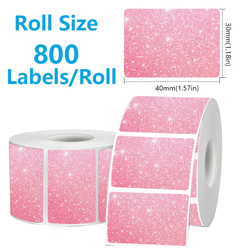 FOR Phomemo 241BT 246S D520 50mm LABEL Holographic Silver Laser Gold Gradient Thanks Card Sticker for LOGO Barcode Birthday