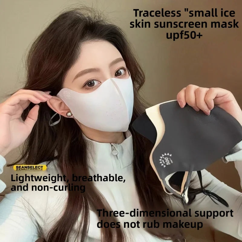 2026 Women Ice Silk Sunscreen Mask UPF50+ UV Protection Cooling Face Cover Large Fox Design Eye Protection Breathable Summer Out