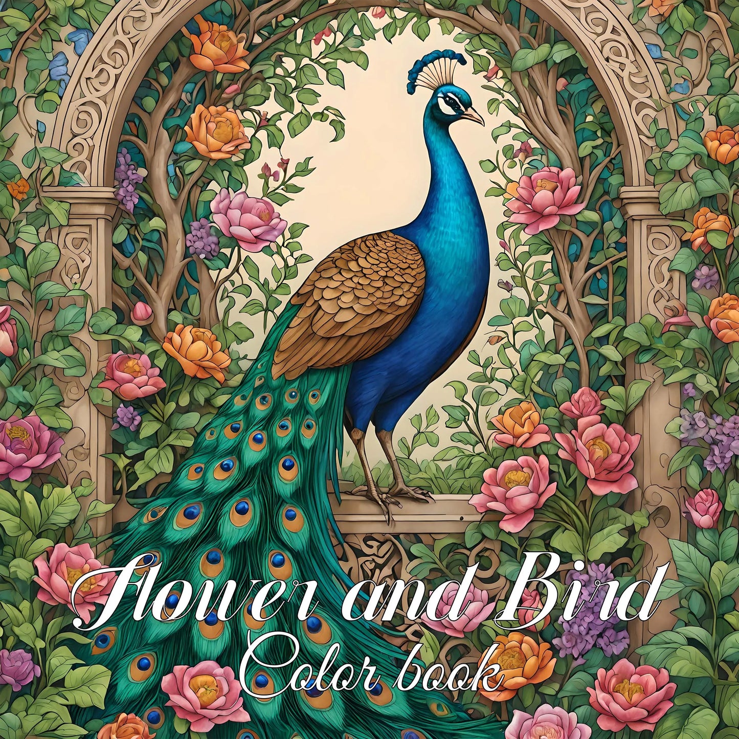 Flower and Bird Color Book Adult Handbook Graffiti Painting Drawing Books Creative Artistic Coloring Book for Teens and Adult