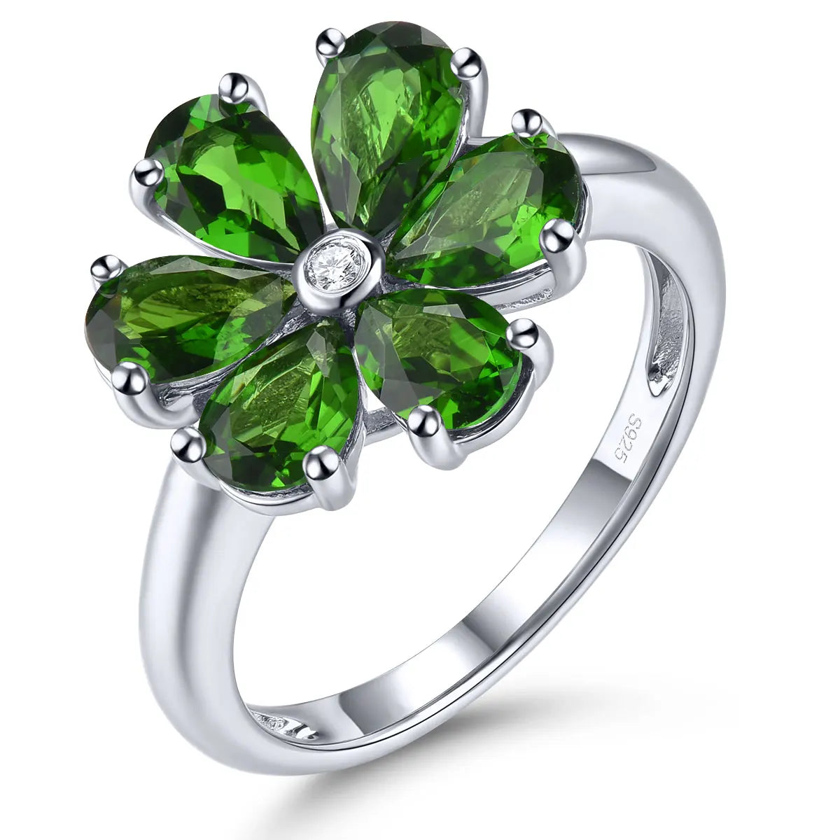 Natural Red Garnet Solid Sterling Silver Rings 2.8 Carats Genuine Gemstone Romantic Flower Design S925 Fine Jewelrys Gifts