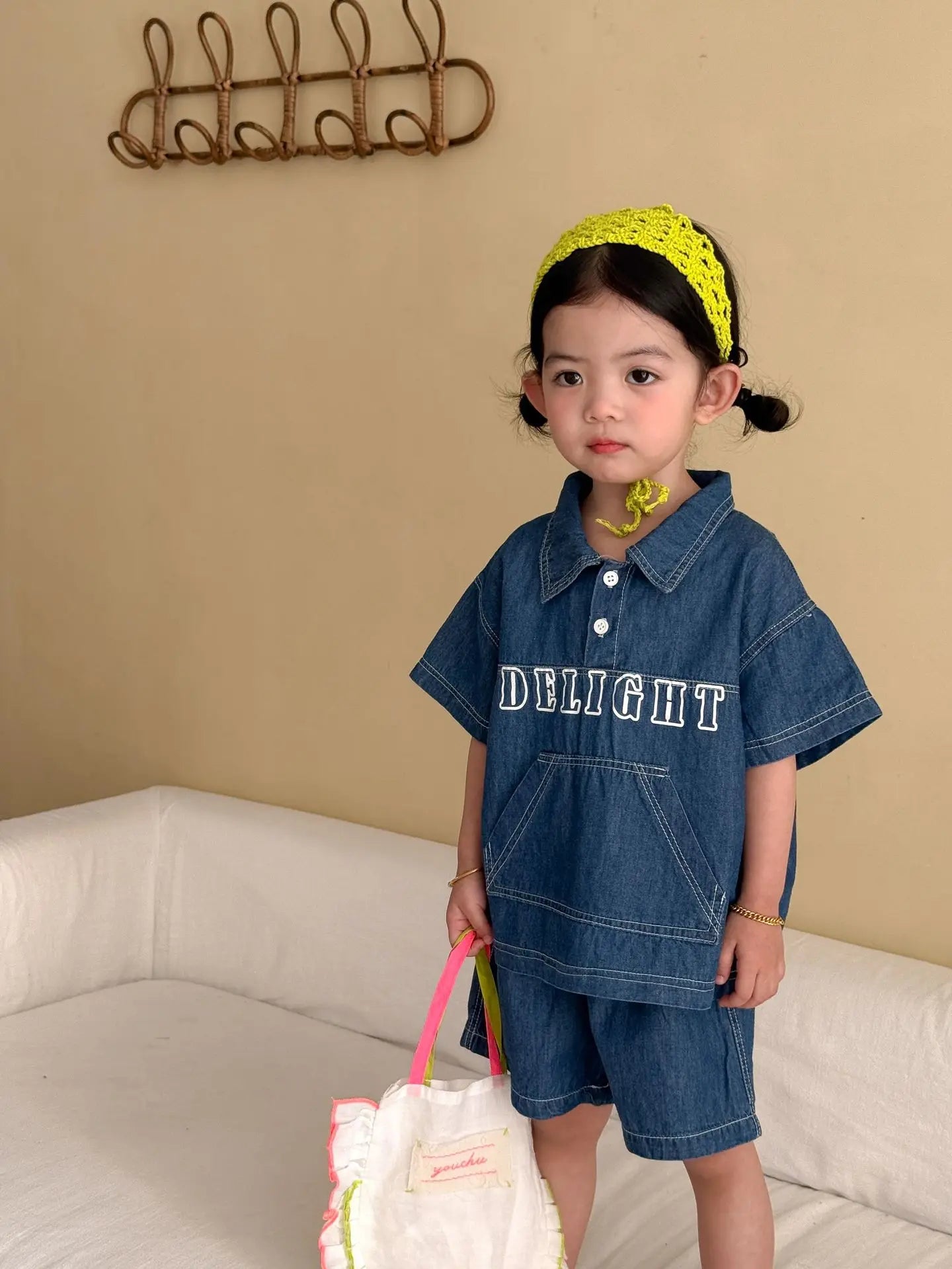 Childrens Summer Denim Set 2026 New Summer Clothes for Girls Loose and Casual Boys Short Sleeved Shorts Baby Clothes