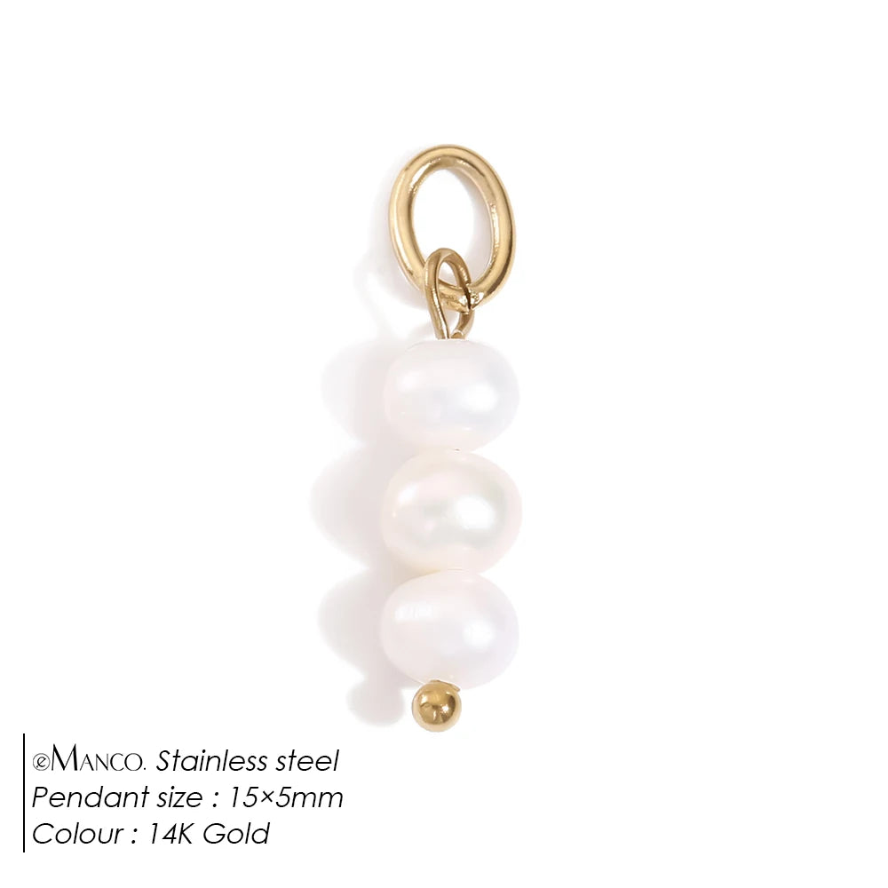 eManco Natural Cultured Freshwater Pearl Charms with  Stainless Steel Jump Rings for DIY Earrings Necklace Jewelry Making