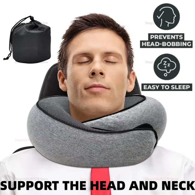 Memory Foam Neck Pillow Cervical Vertebra Travel Portable Noon Break Aircraft U Type Of Pillow Sleep Camping Pillow Carry Bag