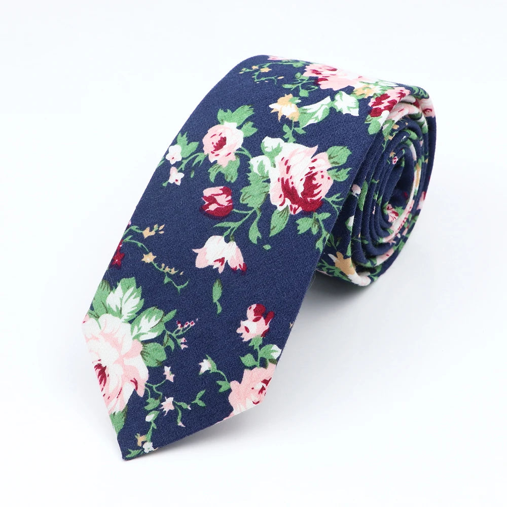 New Floral Elegant Tie For Men Women 100% Cotton Beautiful Flower Paisley Necktie Narrow Skinny Cravat Wedding Casual Corbatas