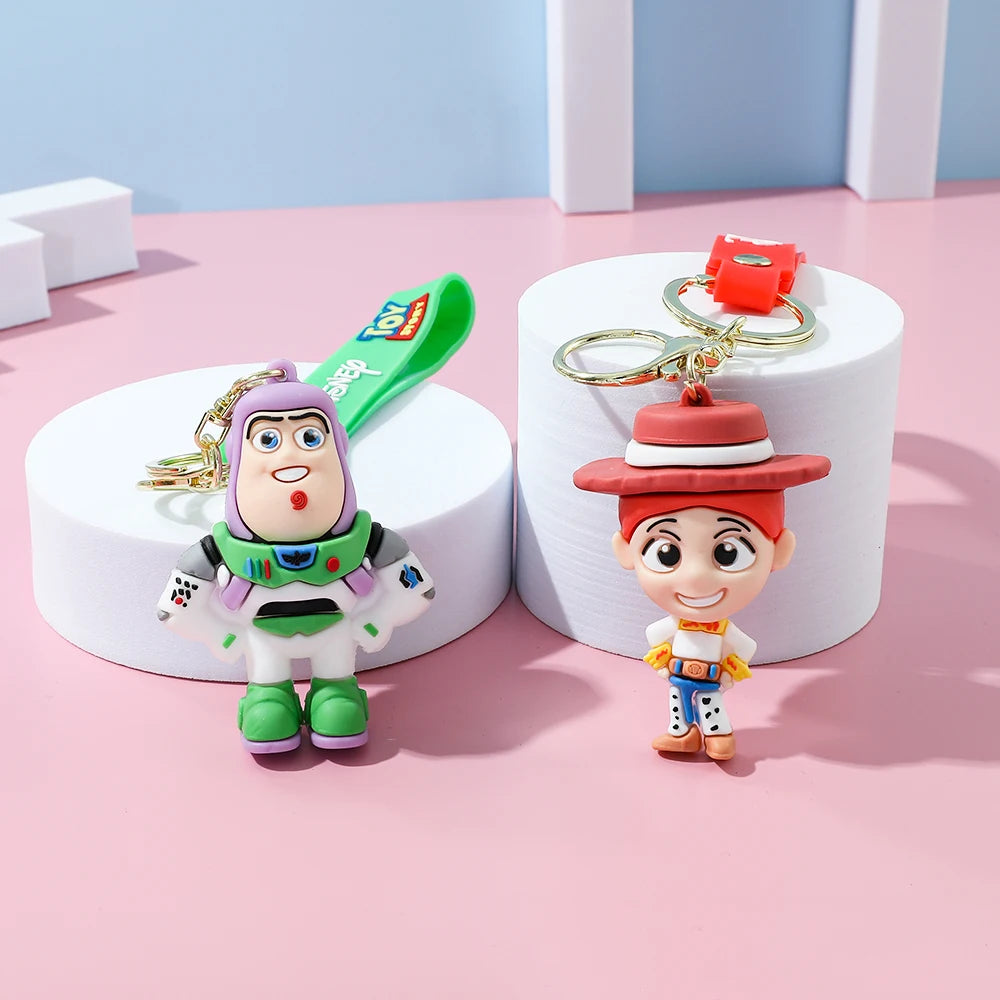 Disney 1pc or 6pcs/set Toy Story Keychain4 Woody Jessie Buzz Lightyear PVC Figures Kids Birthday Cake Bag Decoration Toy