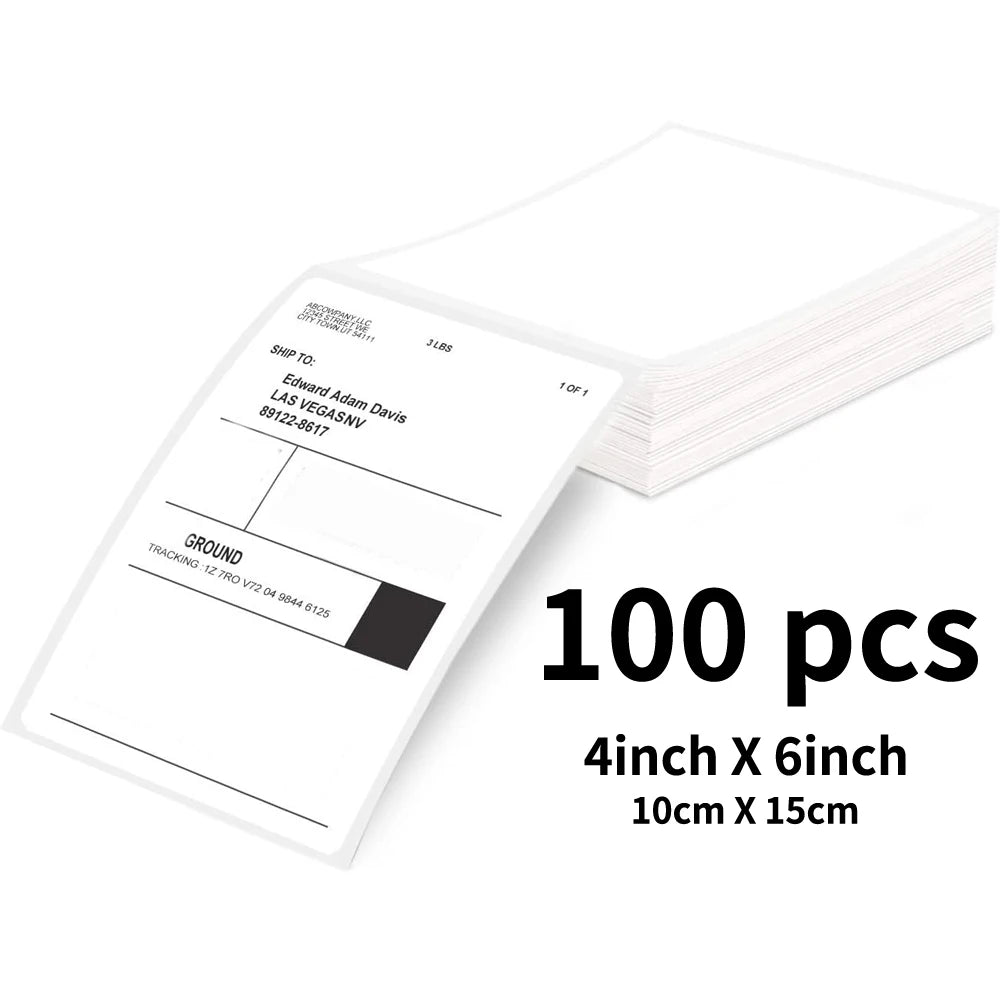 4x6inch Thermal Printer Papers 100x150mm White Labels Sticker For Shipping Labels DHL UPS Express LOGO Barcode For P50/D100/D200