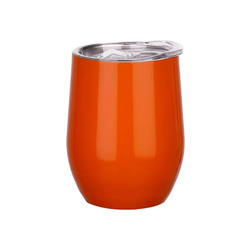 12OZ Wine seal Cover Custom Logo Mug Vacuum Insulated Thermos Garrafa Termica  Egg Shape Coffee Tumbler  Wine Beer  With Lid