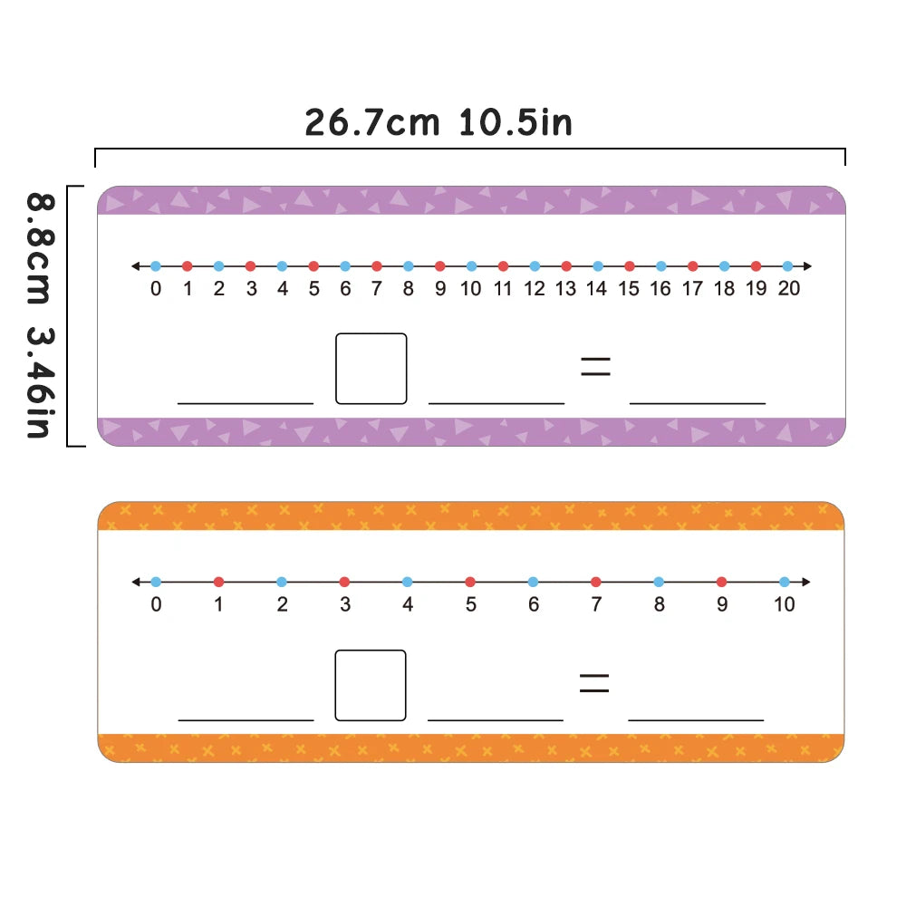 16Pcs Educational Dry Erase Number Line Cards for Kids Addition & Subtraction Math Manipulative Game for Kindergarten Learning