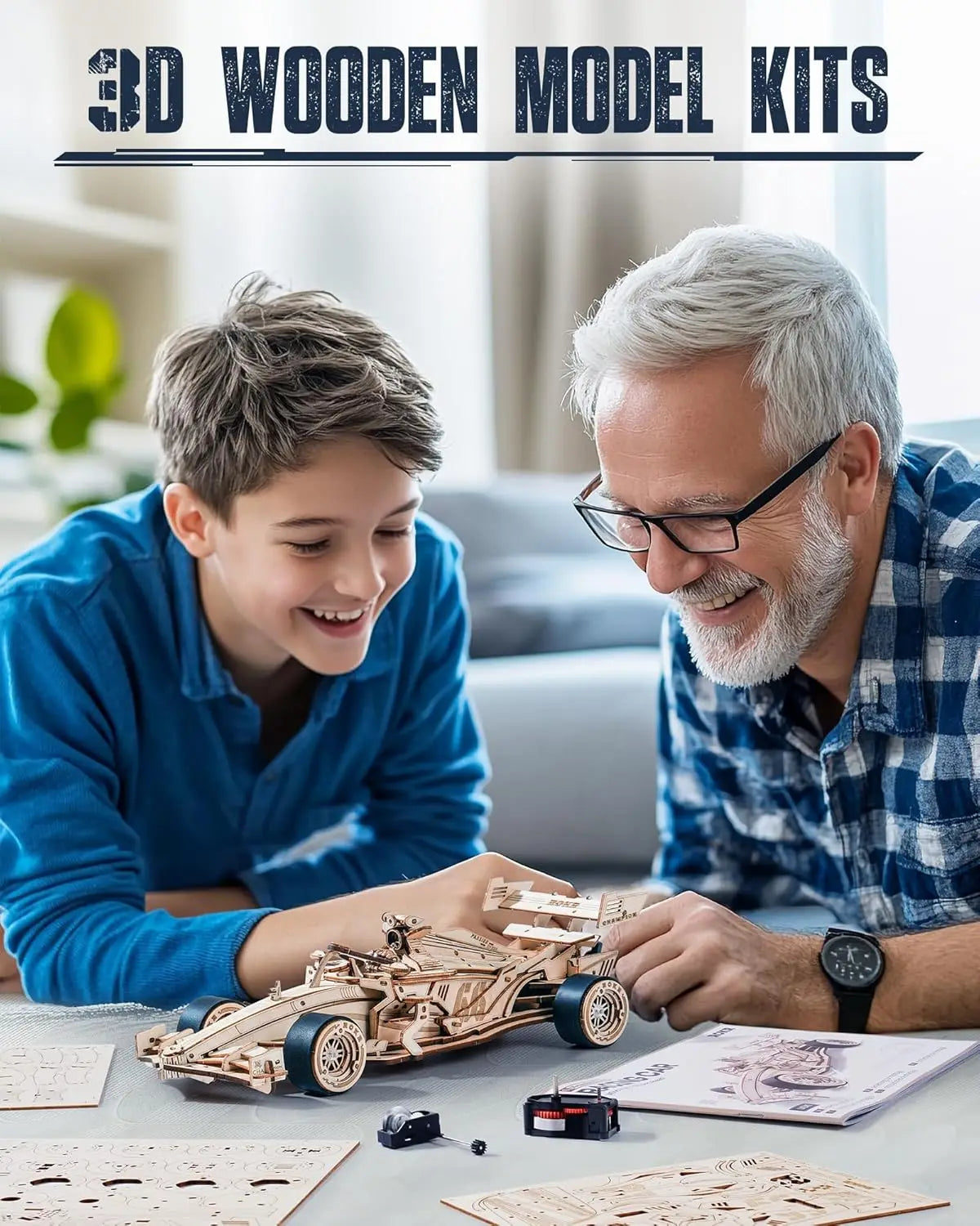 ROKR 3D Wooden Puzzle Formula Racing Car Mechanical Model Building Kit 1:18 Scale 241-piece Puzzle Toys for Adult to Build Ideal Gift for Boys Men