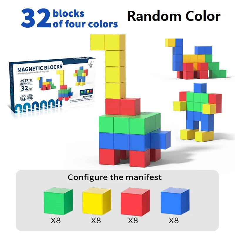 Magnetic Cubes Building Blocks Toys STEM Educational Construction Play Sensory Learning For Toddlers Kids Early Development