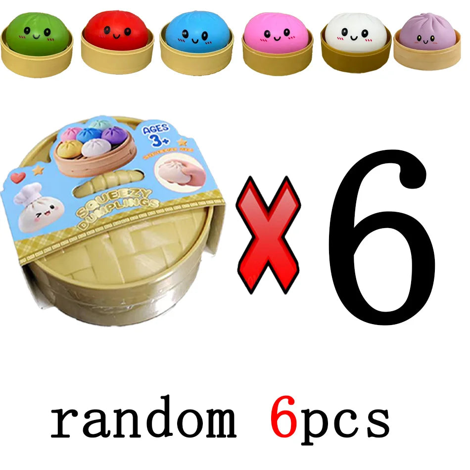 Dumpling Pressure Dumpling Squishies Cute Colorful Bun Toy Slow Rising Stress Relief Fidget Toy for Kids Adults Anti-Anxiety Gif