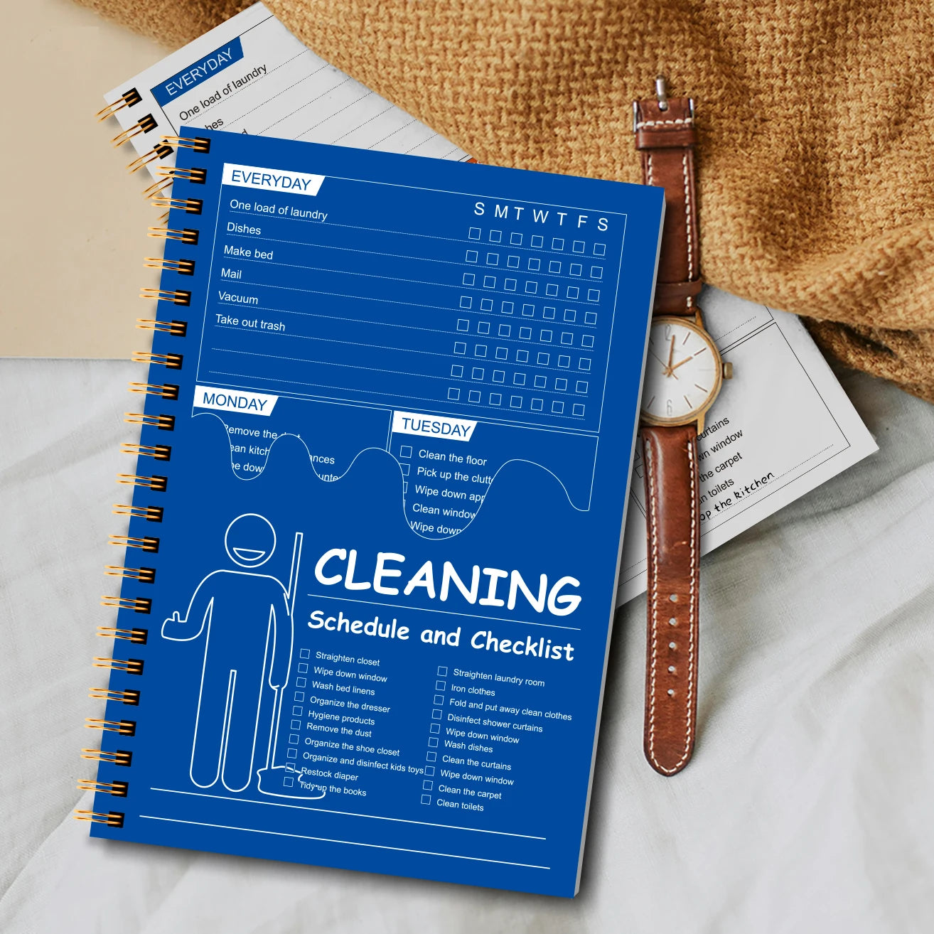 Cleaning Schedule Planner Notebook A5 Spiral Daily Weekly Monthly Checklist Home Organizer Task Log Book