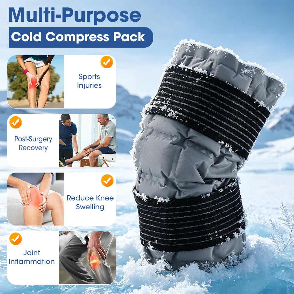 Reusable Self-Absorbing Water Knee Ice Pack Wrap for Injuries - Hot And Cold Compress Heated Sports Knee Pads for Recovery