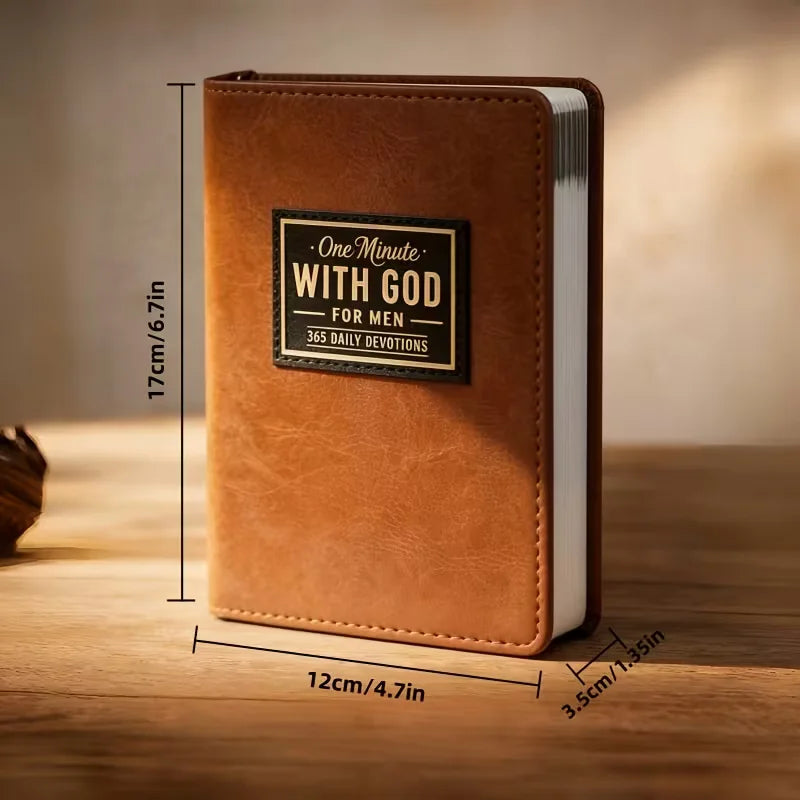 1pcs Men's Daily Devotional Journal, 365 Days of Inspirational Guidance Notebook with Premium Faux Leather Cover, Vintage Hardcover Reflection Planner for Personal Growth, Mindfulness & Spiritual Strength