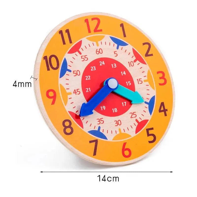 Kids Montessori Wooden Clock Toys Time Learning Teaching Aids Educational For Children Primary School Clever Board Toy