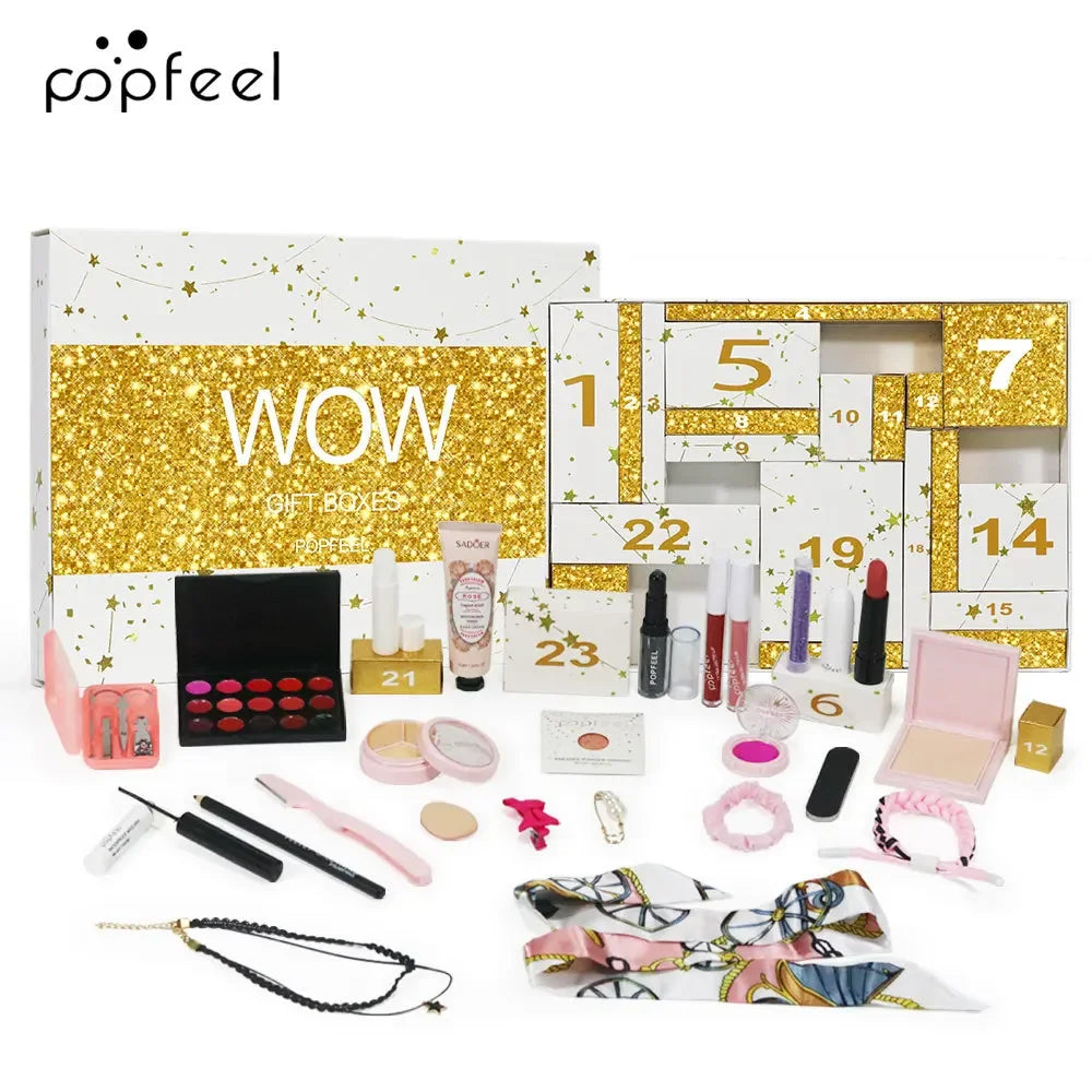 Advent Calendar 24Days Beauty Makeup Kit 24pcs/Set Christmas Countdown Calendar Mystery Holiday Gift Box For Women Cosmetics