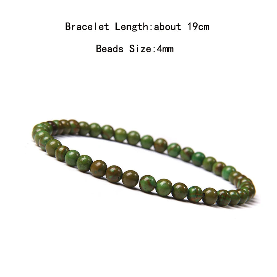 4mm Quartz Agate Bead Natural Stone Beaded Bracelet Lava Rock Tiger Eye Black Onyx Crystal Women Men Yoga Healing Chakra Jewelry