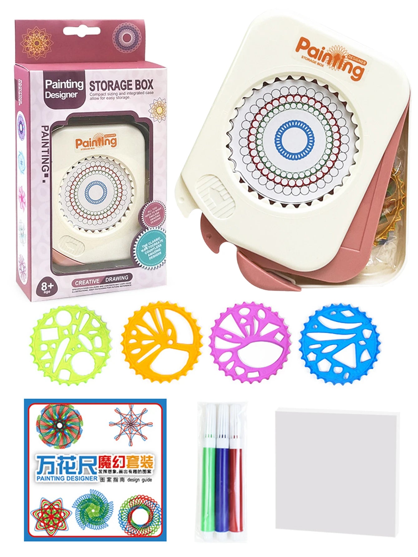 Spirograph Drawing Toys, Geometric Drawing Art Set Classic Gear Design Special-shaped Ruler Creative Painting Template Gifts
