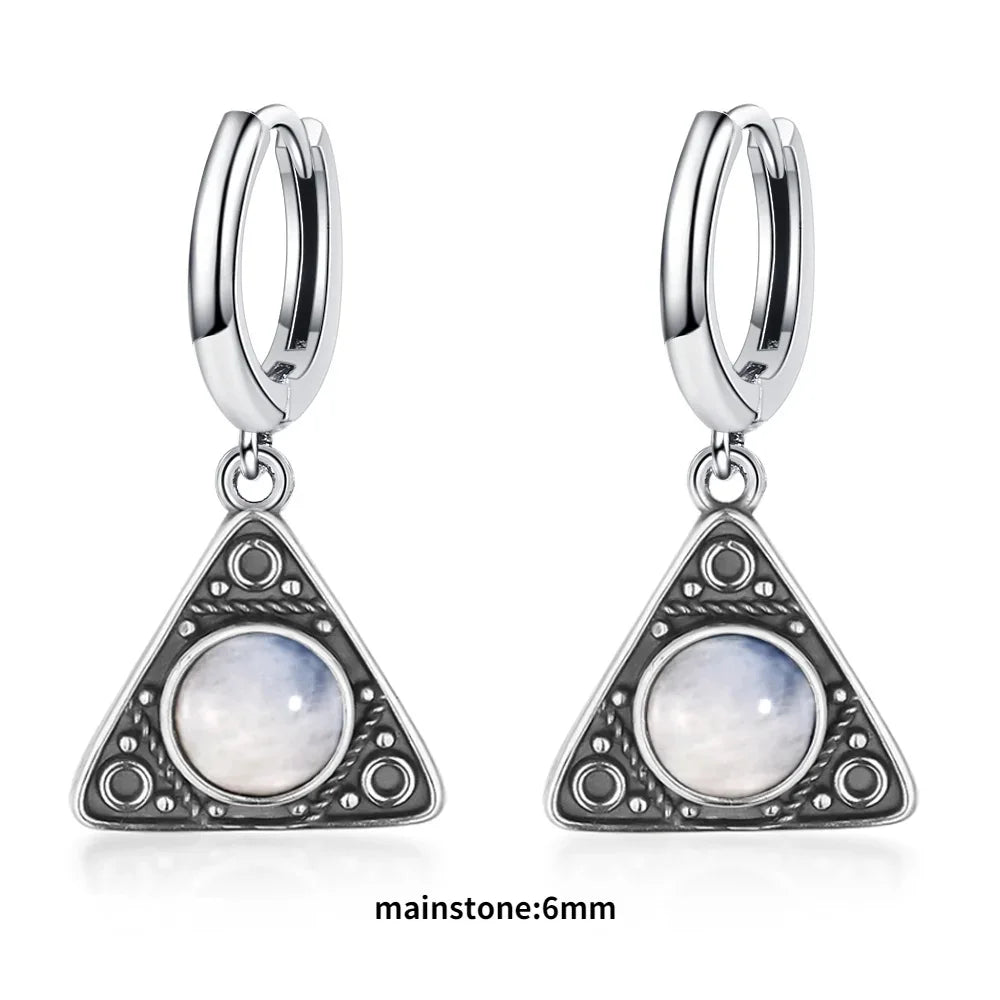 New Elegant Natural Kyanite S925 Silver Drop Earrings for Women Vintage Jewelry Wedding Engagement Hoop Earrings Gifts