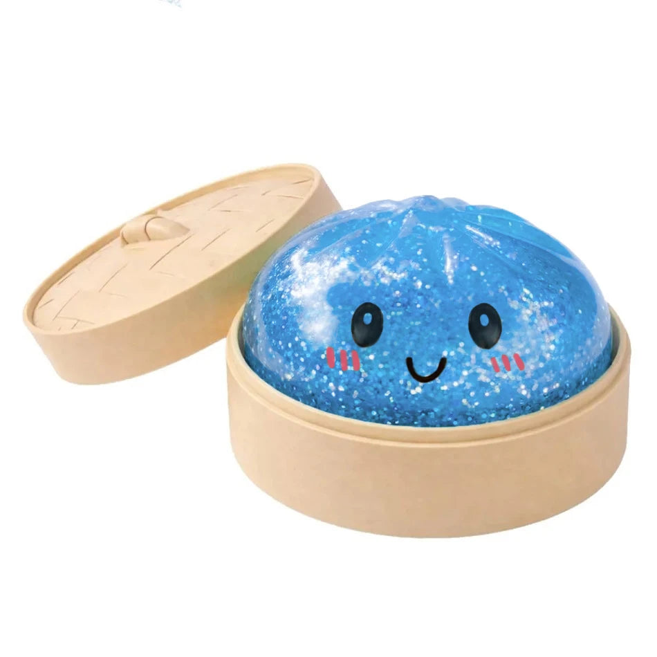 Realistic Giant Dumpling Squeeze Toy with Bamboo Steamer Soft TPR Dough Ball Decompression Fidget Toy Creative Funny Gift