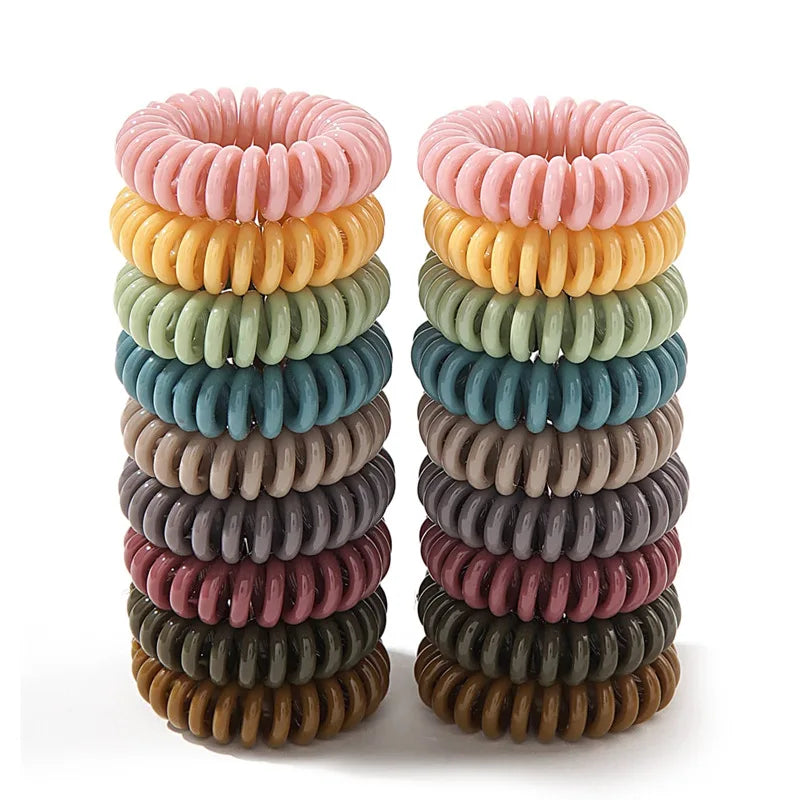 18pcs Telephone Wire Hair Bands Small Korean Large Autumn And Winter Thickened Without Trace Female Children Durable Tie Hair