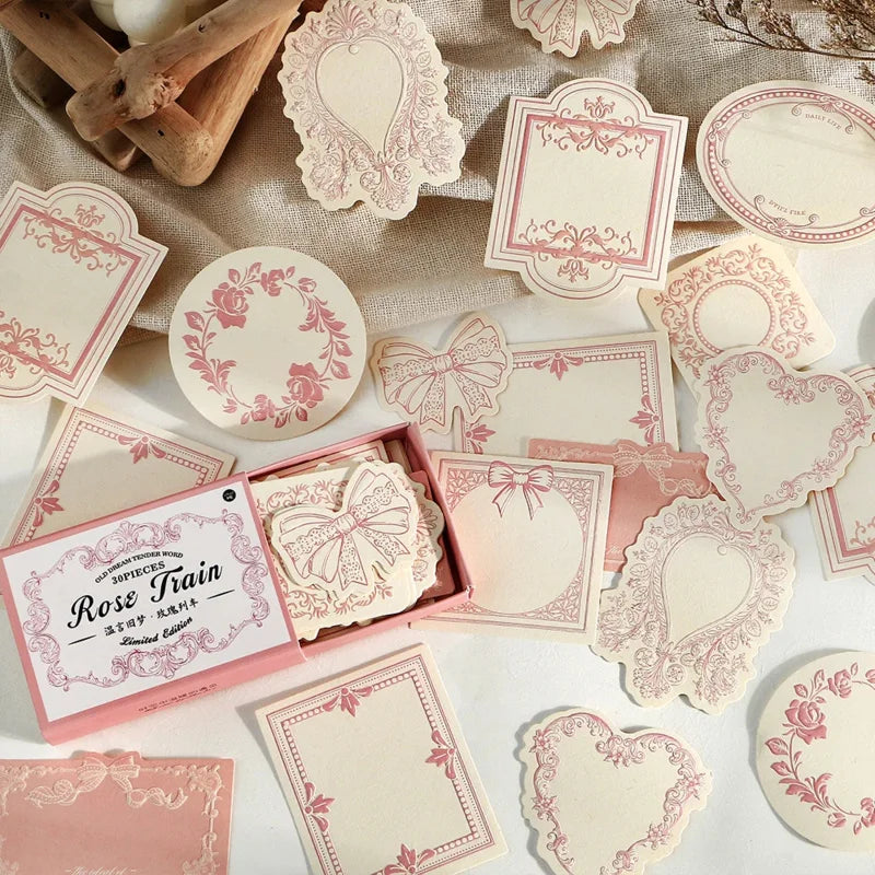Journal Go 30pcs Vintage Memo Pads Paper DIY Scrapbooking Art Collage Junk Journal Material Paper Retro Message Notes Paper