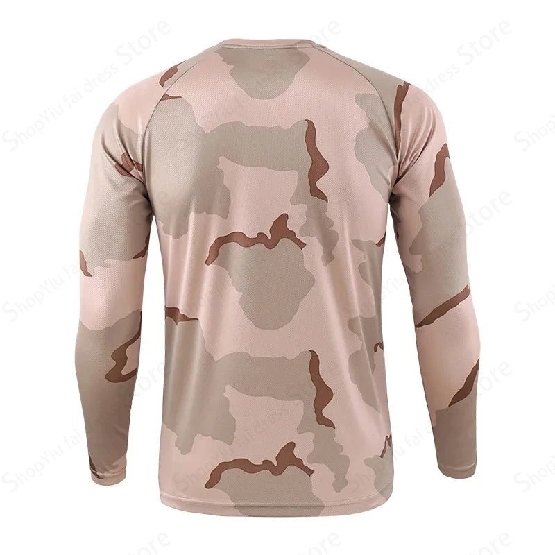 2025 Men's Camouflage 3D Printed Pattern Long Sleeve T-shirt Fashion Breathable Top Men's Outdoor Camouflage Top Men's Clothing