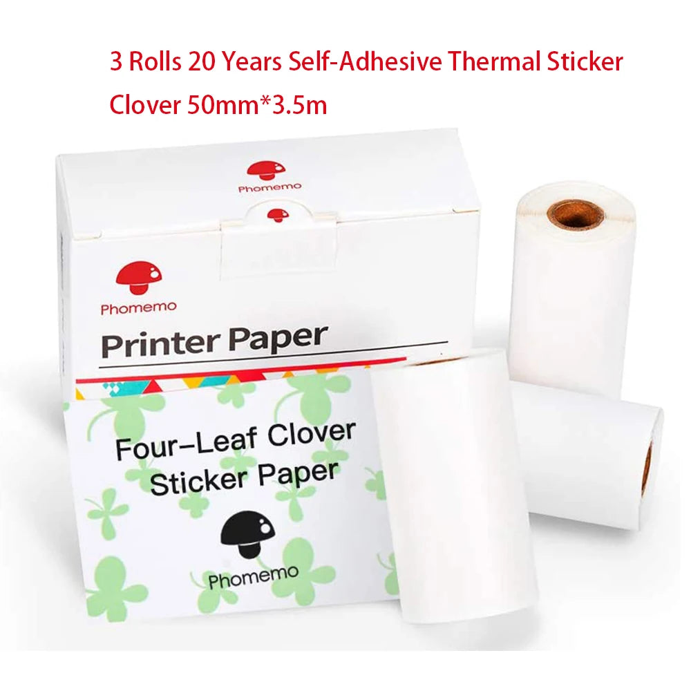 Thermal Paper Original Phomemo Sticker 3 Rolls fit M02 M02S M02 Pro Thermal  Printer Mini Thermal Photo Sticker