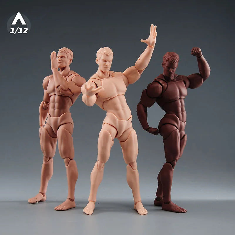 Wind Toys 1/12 Scale Male Super Flexible Joint Body 16cm Male Soldier White Yellow Black Articulated Action Figure Doll Model