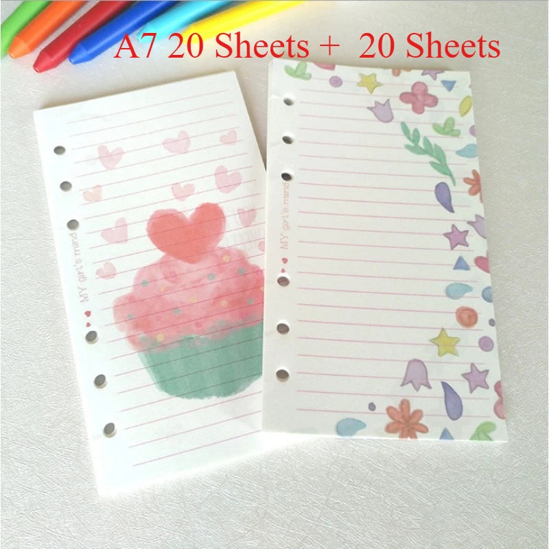 A5 A6 A7 40Sheets Loose Leaf Notebook Refill Spiral Binder Inner Page  Inside Paper Stationery