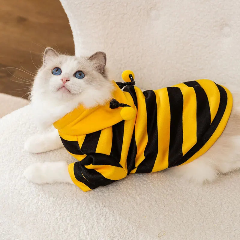 Bee Hoodie for Small Dogs & Cats – White Halloween Pet Costume, 1.5–7.5 kg
