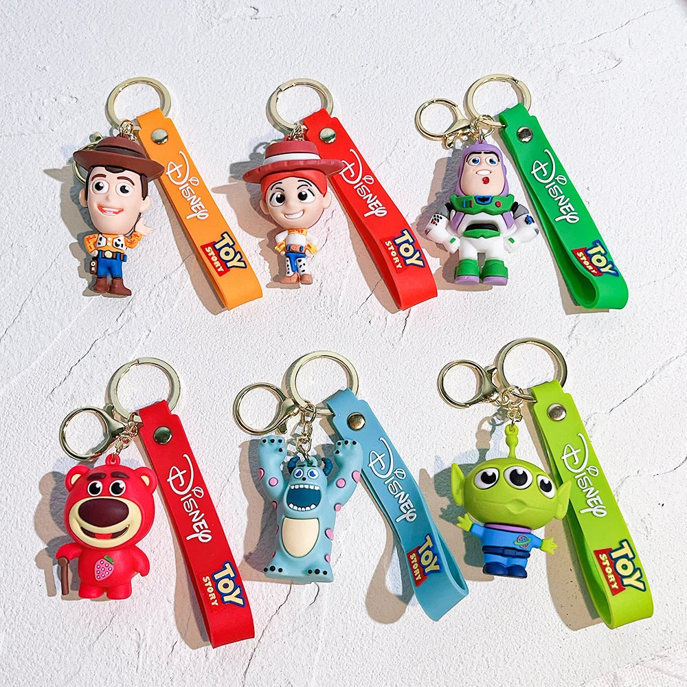 Disney 1pc or 6pcs/set Toy Story Keychain4 Woody Jessie Buzz Lightyear PVC Figures Kids Birthday Cake Bag Decoration Toy