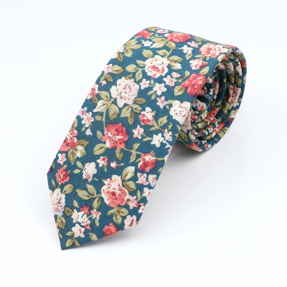 New Floral Elegant Tie For Men Women 100% Cotton Beautiful Flower Paisley Necktie Narrow Skinny Cravat Wedding Casual Corbatas
