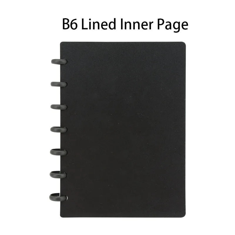 A4/B5/A5/B6 Business Loose-leaf Notebook Plastic Ring Binding Student Notebook Mushroom Hole Discs Notebook Journal Lined