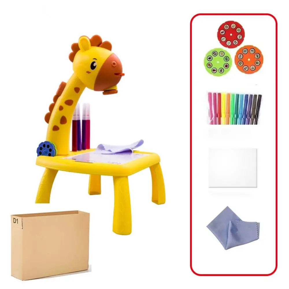 Painting Set Led Projector Drawing Table Giraffe Multifunctional Led Projector Art Drawing Table Toys Hand Writing Painting Desk