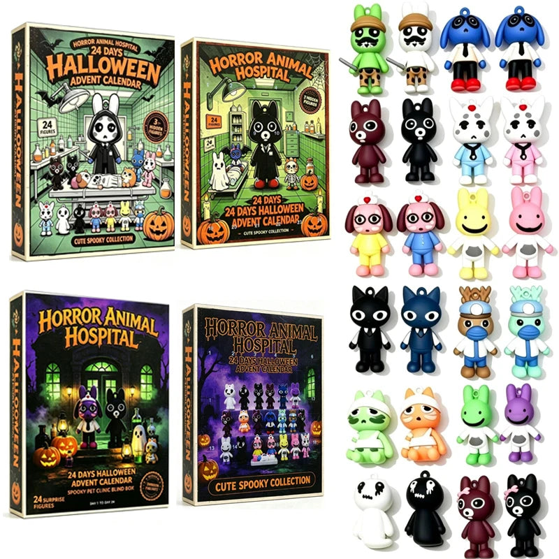 Horror Animal Hospital Halloween Advent Calendar 24 Days Spooky Mystery Box Collectible Figures Surprise Festival Gift Adult Set