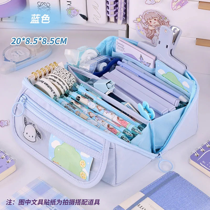Large Capacity Pencil Case with Zipper - Portable Stationery Bag for Students, School & Office Supplies Storage