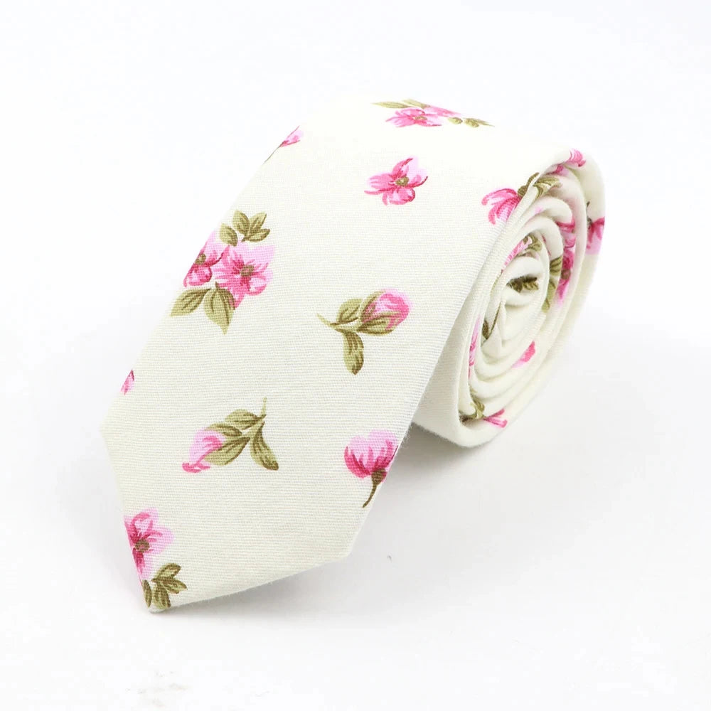 New Floral Elegant Tie For Men Women 100% Cotton Beautiful Flower Paisley Necktie Narrow Skinny Cravat Wedding Casual Corbatas