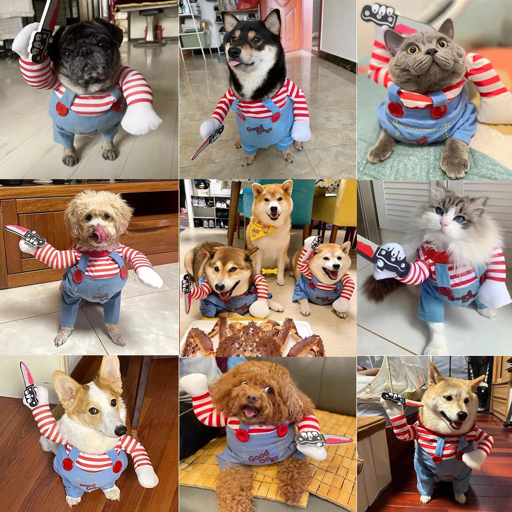 Funny Adjustable Pet Costume – Blue Halloween Outfit for Small & Large Dogs, XS–XL