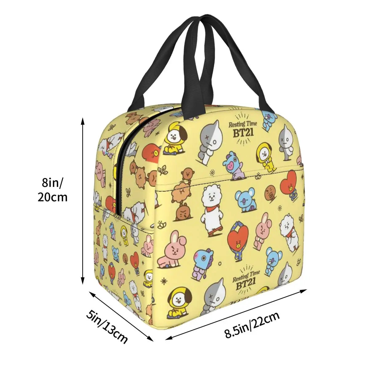 Cute Cartoon BT21 Insulated Lunch Bag for Women Kids Leakproof Food Boxes Thermal Lunch Box Tote