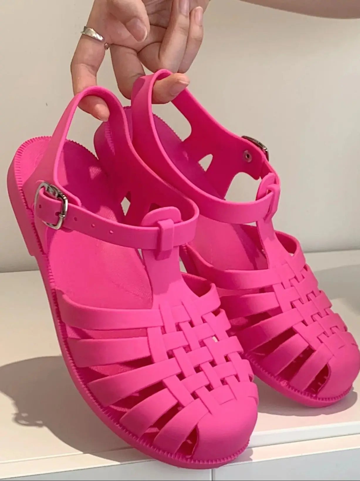 XIXITIAO Vintage Hollow Woven Roman Sandals Women Summer Korean-style INS Fairy Flat Closed-toe Jelly Beach Shoes