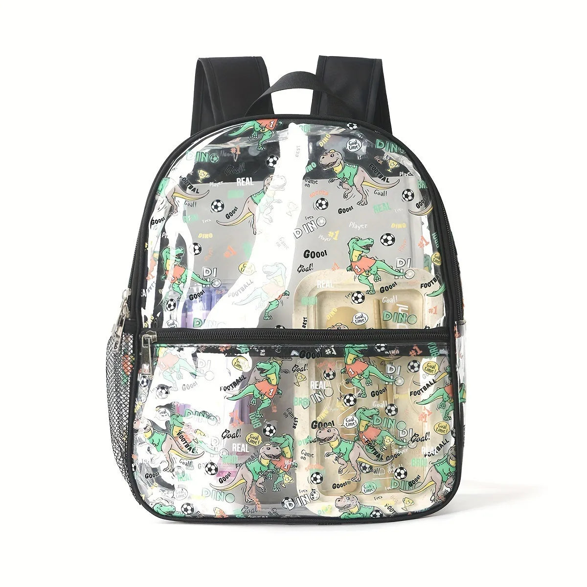 Cross-border hot-selling printed transparent backpack waterproof pvc storage bag student schoolbag large-capacity transparent ba